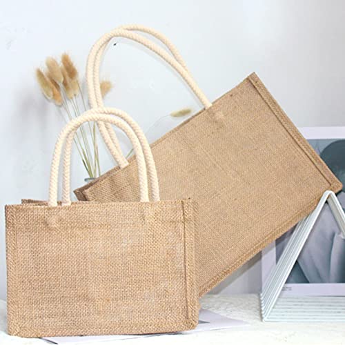 Dasing Bolsa de yute de lino Tote GrooE, reutilizable, con asas, para mujer, para la compra, DIY, respetuosa con el medio ambiente, M