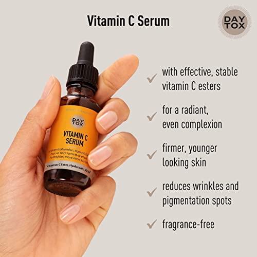 DAYTOX Vitamin C Serum - Suero Facial con Vitamina C - Para una Piel Luminosa y Fresca - Vegano - Sin Colorantes, sin Silicona y sin Parabenos - 1 x 30 ml