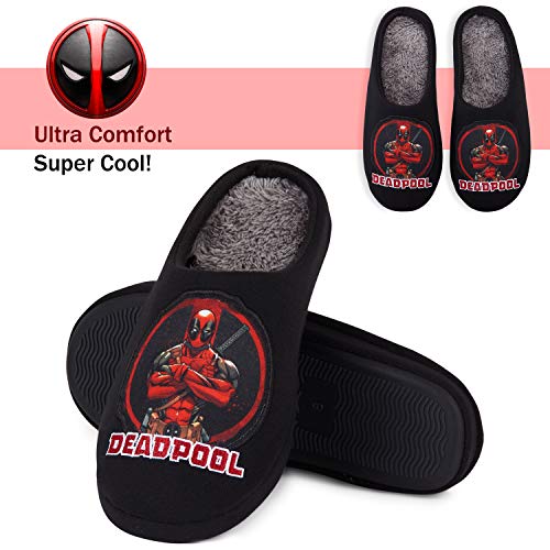 Deadpool Zapatillas Casa Hombre, Originales Pantuflas Térmicas de Invierno, Zapatillas Forradas para Hombres, Regalos Originales Marvel para Hombre (43 EU, Numeric_43) (42, Negro, numeric_42)