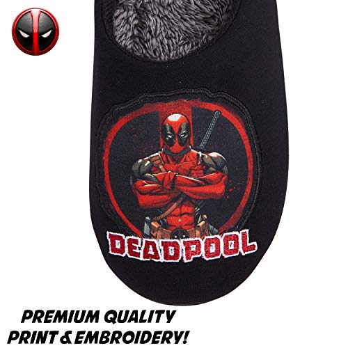 Deadpool Zapatillas Casa Hombre, Originales Pantuflas Térmicas de Invierno, Zapatillas Forradas para Hombres, Regalos Originales Marvel para Hombre (43 EU, Numeric_43) (42, Negro, numeric_42)