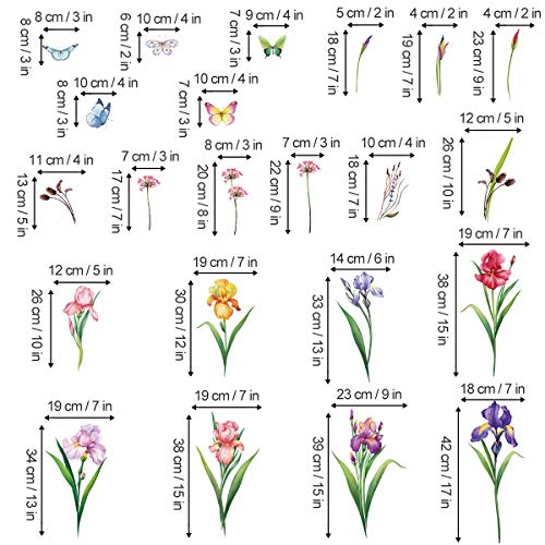 decalmile Pegatinas de Pared Jardín de Flores Vinilos Decorativos Narciso Iris Floral Rodapié Adhesivos Pared Habitación Infantiles Niña Dormitorio Salón