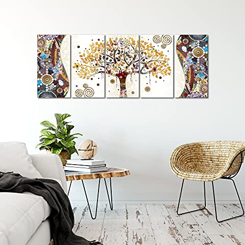 decoración de la mesa Wall Gustav Klimt Árbol de la Vida - 200 x 80 cm Vista de impresión en lienzo Salón Apartamento - listo para colgar - 004655a