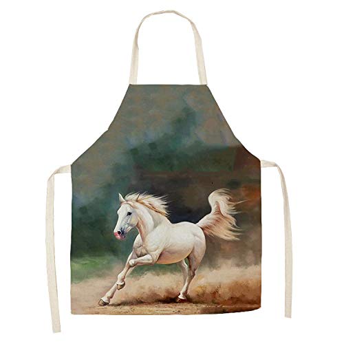 Delantal Cocina Baberos Delantales De Cocina Con Estampado De Tema De Pintura Al Óleo Para Correr De Caballos, Unisex, Cena, Fiesta, Cocina, Babero, Divertido Delantal De Limpieza-10_55X68Cm_For_