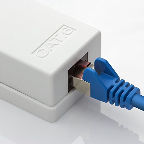 deleyCON 1x CAT 6 Superficie RJ45 1x Puertos Conector de Red 1 Gbit Ethernet LAN Cable de Conexión RAL 9003 Blanco