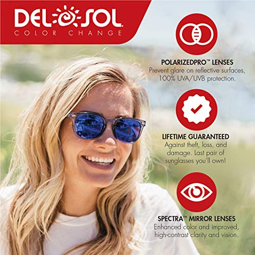 DelSol Solize - Gafas de sol que cambian de color para mujer - Call Me Maybe - Cambia de color de tortuga a rosa al sol - Lente Pro polarizada, 100% protección UVA/UVB