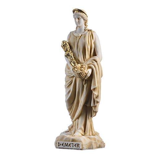 Demeter Diosa de la cosecha y la agricultura Estatua de Alabastro tono dorado 20,6 cm