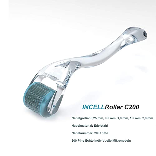 Dermaroller 0.5 mm Derma Roller Titanio Microagujas 200 Pines Microagujas Rodillo Agujas individuales Piel facial Rodillo corporal Acné Arrugas Cicatrices Estrías Crecimiento del cabello Cosmético