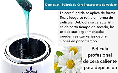 Dermawax Azulen Film Wax- Perlas de cera caliente para depilación de cuerpo entero, 500 gramos