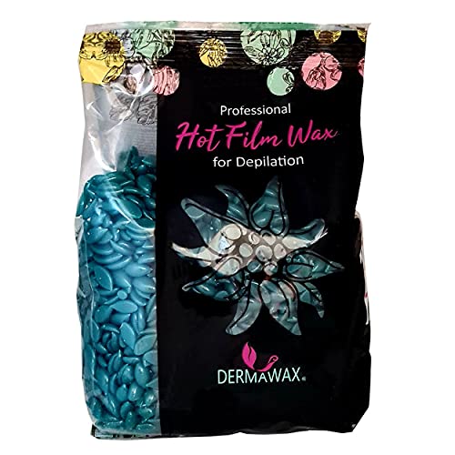 Dermawax Azulen Film Wax- Perlas de cera caliente para depilación de cuerpo entero, 500 gramos