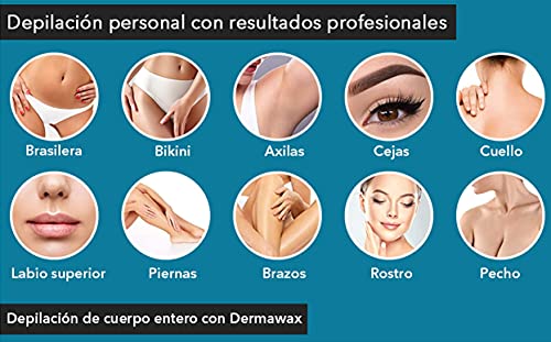 Dermawax Azulen Film Wax- Perlas de cera caliente para depilación de cuerpo entero, 500 gramos