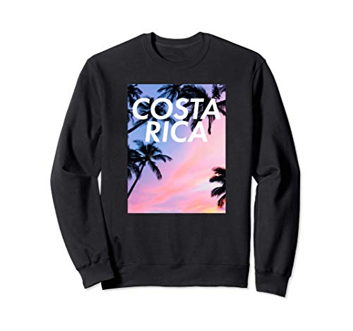 Diseño gráfico de una puesta de sol tropical y palmeras en Sudadera