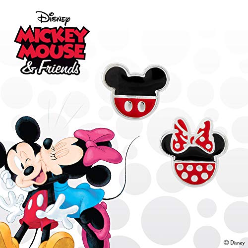 Disney Mickey and Minnie Mouse Mismatched Silver Plated Stud Earrings, Mickey's 90th Anniversary