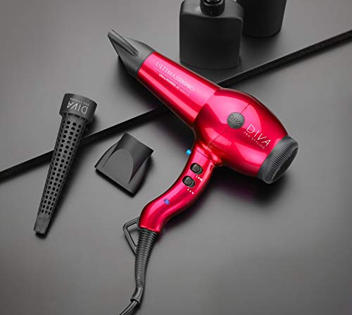 Diva Pro Styling Ultima 5000 Pro Cabello Secadora Profesional Con Acondicionamiento Iónico, 2200 W, Rojo 700 g