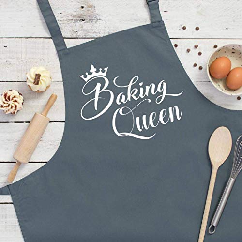 Divertidos Delantales para Hornear Mujer - Baking Queen - Delantales de Cocina - Delantal de Navidad Regalos para Panaderos Mamá Esposa