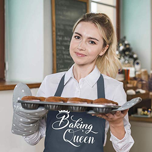 Divertidos Delantales para Hornear Mujer - Baking Queen - Delantales de Cocina - Delantal de Navidad Regalos para Panaderos Mamá Esposa