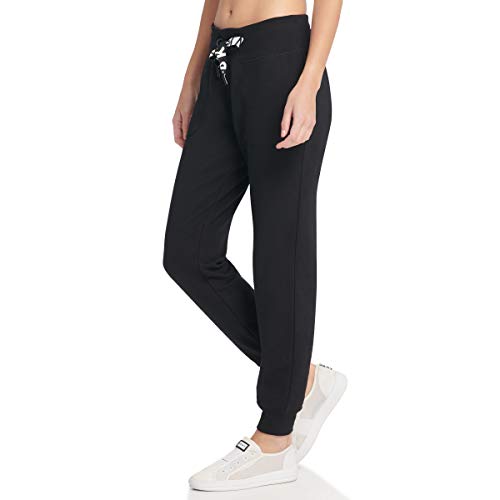 DKNY SPORT Logo Drawcord Joggers Pantalones de chándal, Black, Medium De Las Mujeres