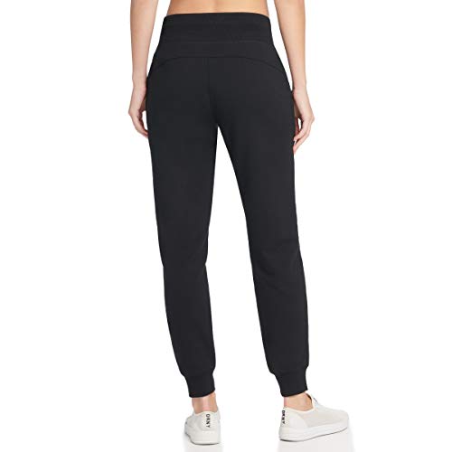 DKNY SPORT Logo Drawcord Joggers Pantalones de chándal, Black, Medium De Las Mujeres