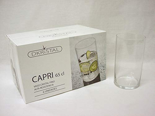 Dkristal Capri Vaso para Combinados, 0.65 L, Cristal, 6 Unidades