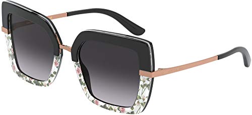 Dolce & Gabbana 0DG4373 Gafas, Top Black ON Print Rose/Black, 52 para Mujer