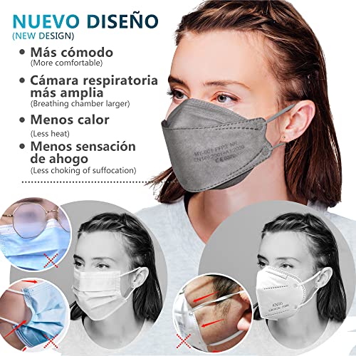 DOUBLE M Mascarillas FFP2 NR Certificación CE 0370 Uso No Médico 3, 5, 10, 20, 50 o 100 pcs, filtración ≥ 95%, comoda ligera, Filtro Multicapa, Uso Personal, Mascarillas Facial Protección