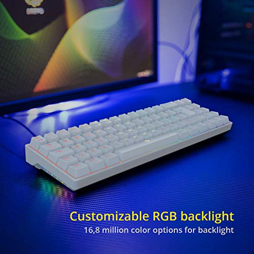 DREVO Calibur V2 TE RGB 60% Teclado mecánico para juegos, 72 teclas pequeño compacto, trabajo para PC/Mac [Interruptor rojo de Outemu -Diseño nórdico-Blanco]