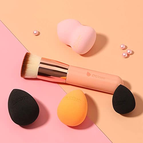 DUcare 4 Piezas Esponja Maquillaje + 1 Piezas Brocha de Base - Set de Makeup Blender Beauty para Base de Maquillaje, Ideal para Líquidos, Cremas y Polvos