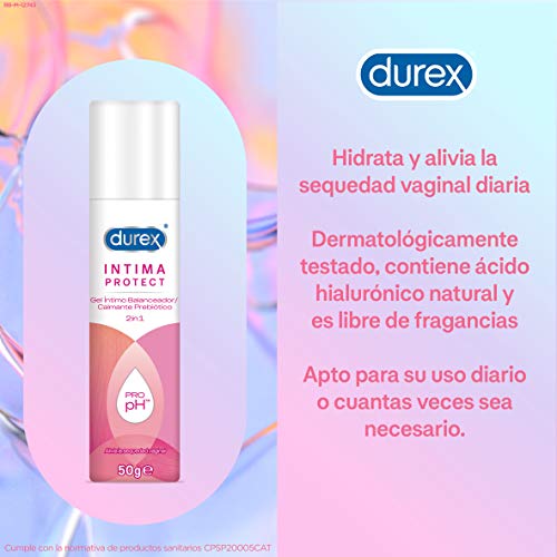 Durex Íntima Protect Pack Lubricante de Base Agua, Gel Limpiador Refrescante, Gel Íntimo Balanceador y Toallitas para Higiene Íntima Mujer - 4 productos