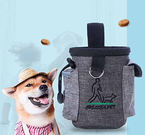 DXIA Bolso de Entrenamiento de Perro, Bolsa de Comida para Perros Golosinas, Perro Tratamiento de Cintura Bolsa, Impermeable Antirasguños con Cordón y Bolsillo, Bolsa de Golosinas para Gatos