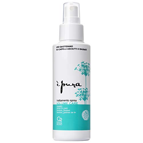 È Pura - Spray Volumen - Tratamiento en Spray de Efecto Voluminizador para Cabellos Finos, Uso Diario en Cabellos Secos o Mojados - Fórmula con Aceite de Bambú y de Linaza - Sin Aclarado - 125 ml