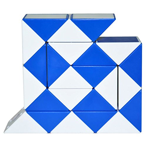 EASEHOME Serpiente Magica Rompecabezas Cubo Mágico, 24Parts Snake Speed Puzzle Cube PVC Pegatina Magic Cubes Twist Juguete Juego Educación para niños y Adultos, Blanco Azul