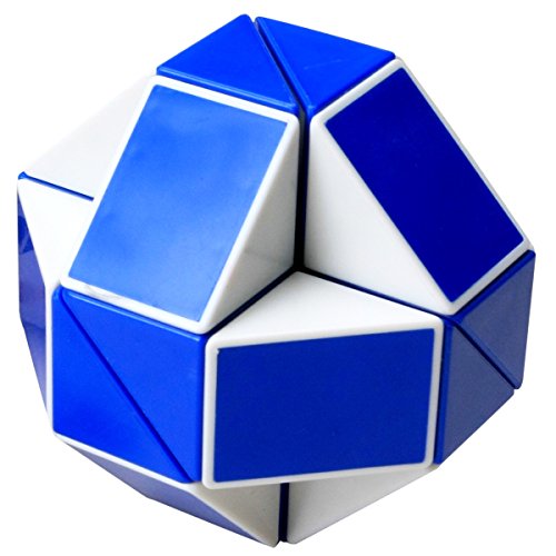 EASEHOME Serpiente Magica Rompecabezas Cubo Mágico, 24Parts Snake Speed Puzzle Cube PVC Pegatina Magic Cubes Twist Juguete Juego Educación para niños y Adultos, Blanco Azul