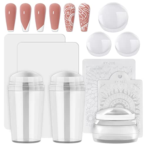 EBANKU 3PCS Nail Art Stamper, Clear Silicone Heads Nail Stamping Diy Soft Nail Art Stamping para Herramientas de Manicura