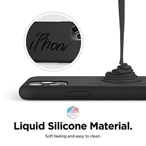 elago Funda Silicona líquida Compatible con iPhone 11 Pro MAX (6.5") - Premium Silicone, Protección de Cuerpo Completo : Estructura de 3 Niveles, Labio Elevado para Pantalla y cámara (Negro)