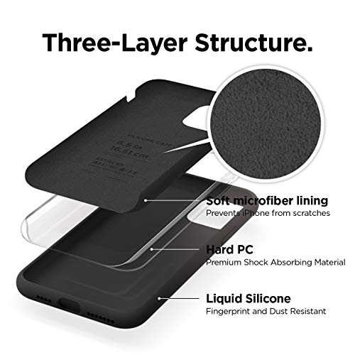 elago Funda Silicona líquida Compatible con iPhone 11 Pro MAX (6.5") - Premium Silicone, Protección de Cuerpo Completo : Estructura de 3 Niveles, Labio Elevado para Pantalla y cámara (Negro)