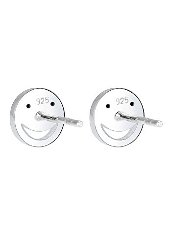 Elli Pendientes para mujer con diseño de el emoji con cara sonriente «smiley» y cristales, fabricados en plata de ley de 925