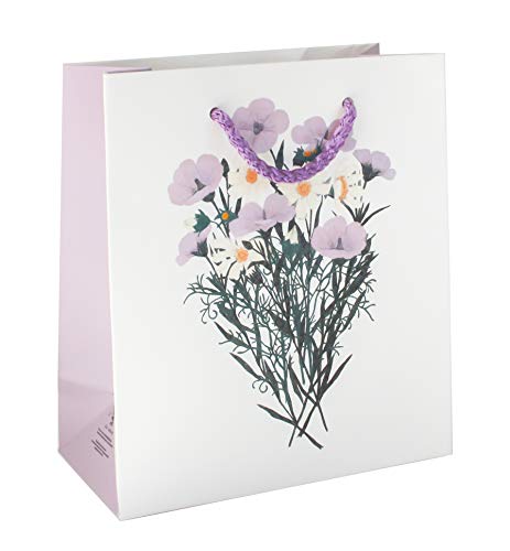 Emartbuy Conjunto de 4 Bolsa de Regalo de Lujo Papel Laminado Fuerte Colores Mezclados 18 x 16 x 8 cm - Ramo Floral