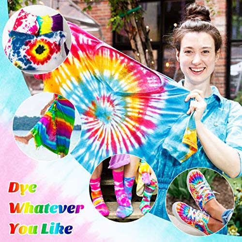 Emooqi Tie Dye Kit, 5 Colores Vibrantes Kit Tintes Textiles con Botellas Exprimibles, Gomas & Guantes etc, DIY Kit Permanentes Pinturas Ropa Tinte para Niños & Adultos