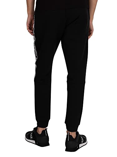 Emporio Armani EA7 de los Hombres Joggers de Marca Lateral, Negro, L