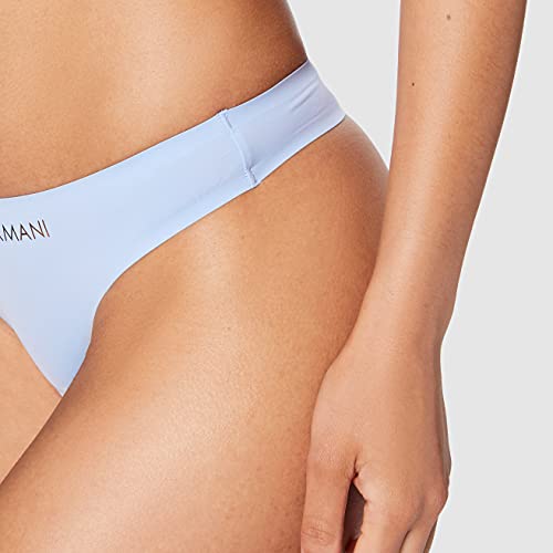 Emporio Armani Underwear Thong Bonding Microfiber Tangas, Azul Celeste, XL para Mujer