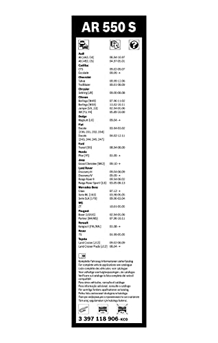 Escobilla limpiaparabrisas Bosch Aerotwin AR550S, Longitud: 550mm/530mm – 1 juego para el parabrisas (frontal)