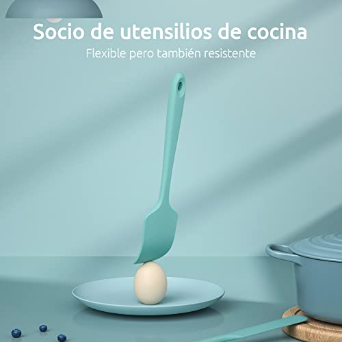 Espatulas Silicona Cocina Reposteria Lengua: U-Taste 315℃ Resistente al Calor Utensilios de Espátula para Cocinar y Hornear, Juego de 4 Paletas Cocina Antiadherentes Flexibles sin BPA, Cielo Acuático