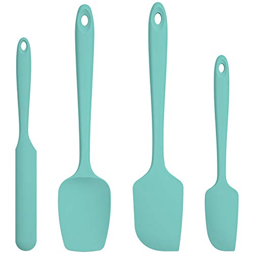 Espatulas Silicona Cocina Reposteria Lengua: U-Taste 315℃ Resistente al Calor Utensilios de Espátula para Cocinar y Hornear, Juego de 4 Paletas Cocina Antiadherentes Flexibles sin BPA, Cielo Acuático