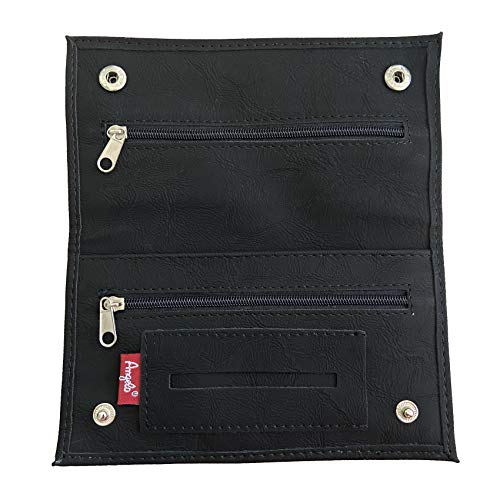 Estuche para tabaco de piel con bolsillo encerado húmedo para tabaco (negro)