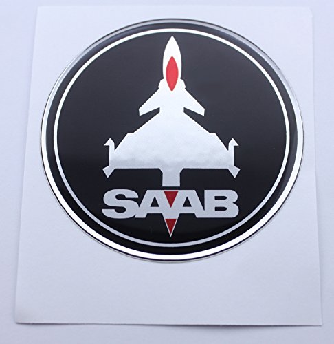 EU-Decals 63,5 mm JET avión SAAB negro rojo cromo capó trampa maletero insignia emblema cúpula 3D calcomanía autoadhesiva respaldo 9-3