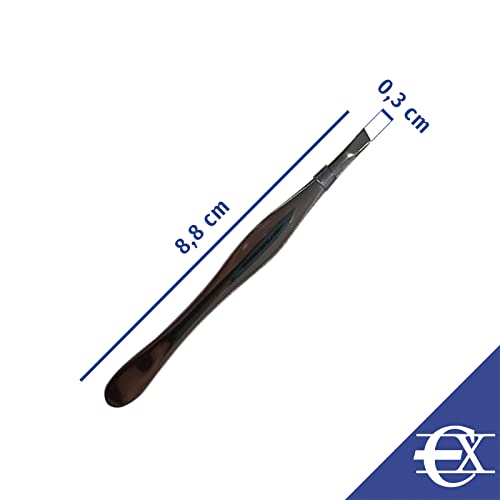 EUROXANTY Pinzas para depilación de cejas | Pinzas con punta para precisión | Pinzas para vello facial | 9 cm de largo | Punta oblicua y/o recta | Pinza de pelo | Plateada punta oblicua