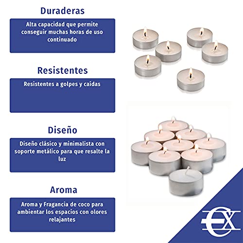 EUROXANTY Velas Aromáticas | Velas Perfumadas | Vela Aromaterapia con Fragancia de Coco | Candelita Aromática | Pack de 20 |