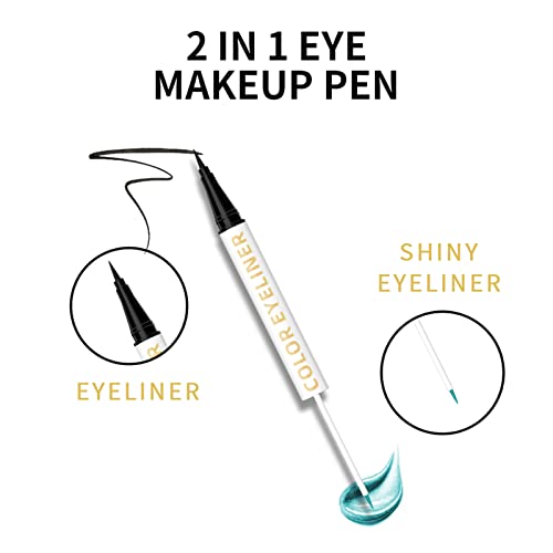 Eyeliner, Lápiz Delineador Líquido, Lápiz Delineador de Ojos Impermeable, para maquillaje de ojos, de delineador de ojos con brillos de diamantes con delineador metalizado brillante para ojos (01)