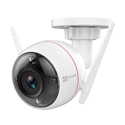 EZVIZ WiFi Cámara de Vigilancia 1080p Visión Nocturna Colorida, IP Cámara de Seguridad FHD Defensa Activa,Luz Estroboscópica&Sirena,IP67,Audio Bidireccional,Compatible con Alexa,C3W Color Night Vision