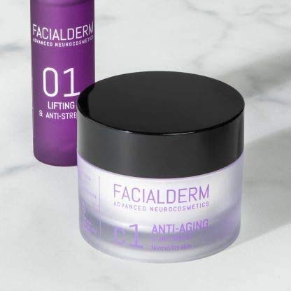 Facialderm - Crema Facial C1 ANTIEDAD & Antiestrés Facial, Piel Normal/Seca 50 ml | Crema Facial Antiedad Piel Normal/Seca Día y Noche