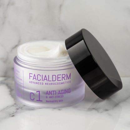 Facialderm - Crema Facial C1 ANTIEDAD & Antiestrés Facial, Piel Normal/Seca 50 ml | Crema Facial Antiedad Piel Normal/Seca Día y Noche